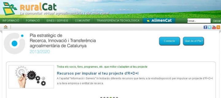 La web del Plan Estratégico de Investigación, Innovación y Transferencia Agroalimentaria de Cataluña, en marcha